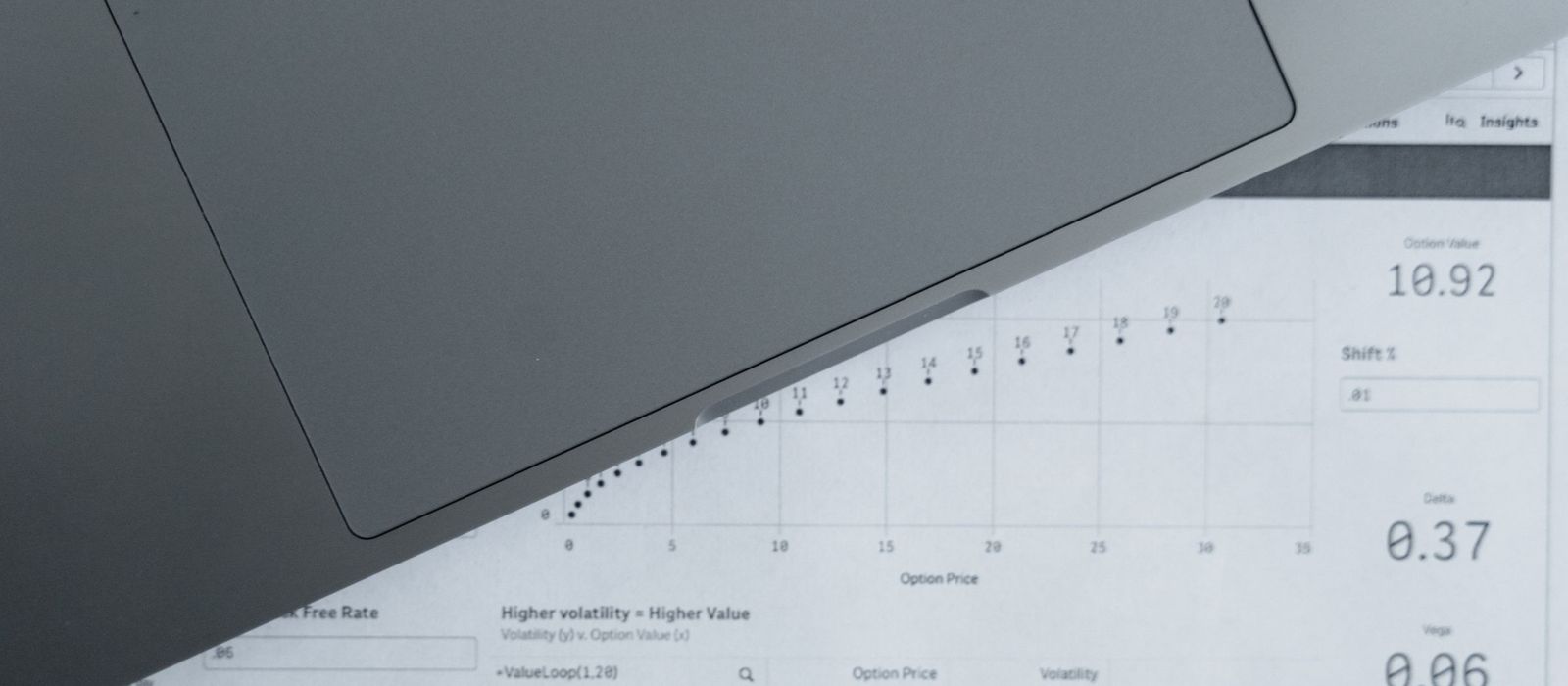 Printed data tables and a chart under the edge of a laptop, the material a legacy analysis starts from